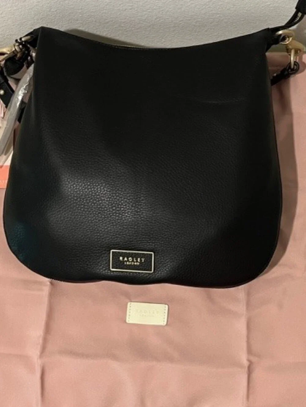 Radley London Pudding Lane Ziptop Hobo In Soft Pebbled Black Leather NWT